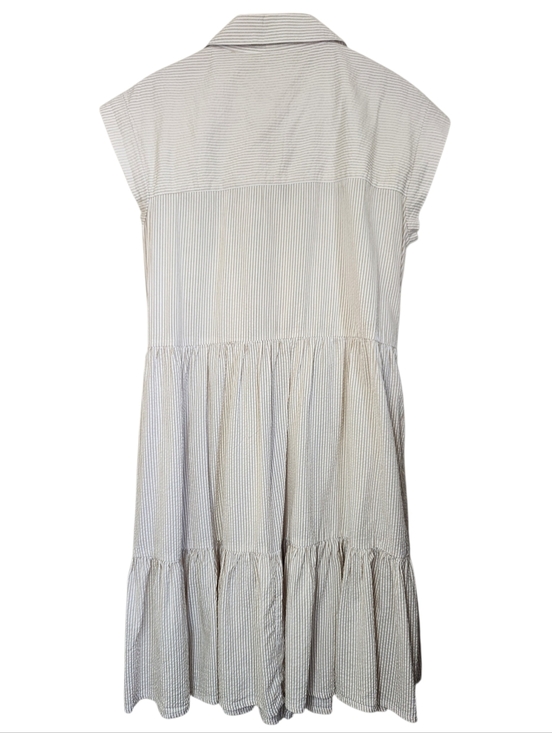 Dip Striped Tiered Buttondown Shirtdress Pockets Organic Cotton Modal Womens XL - Picture 2 of 9